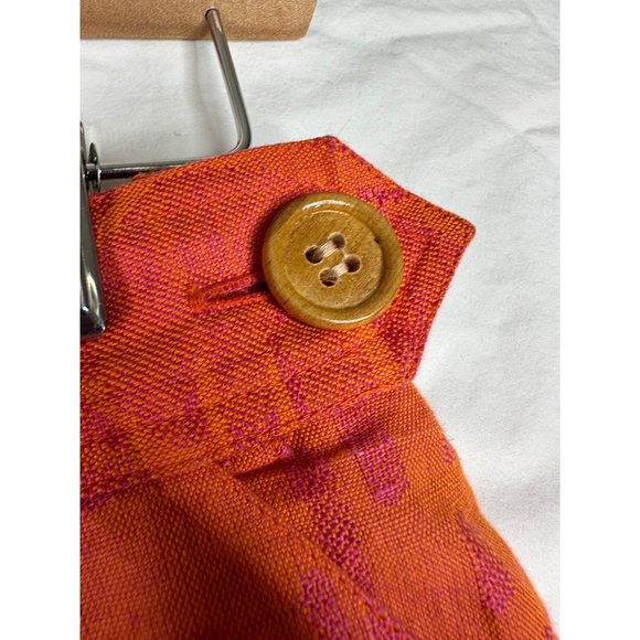 Christian Dior Ramie Blend Tropical Print Skirt sz 10 Orange - Picture 3 of 8